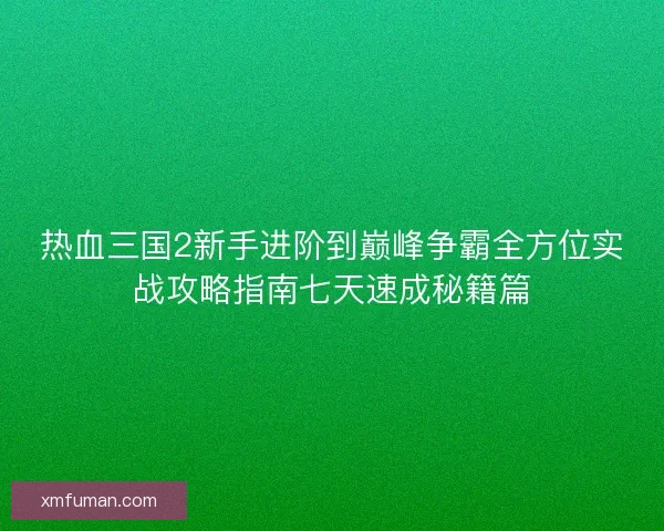 热血三国2新手进阶到巅峰争霸全方位实战攻略指南七天速成秘籍篇